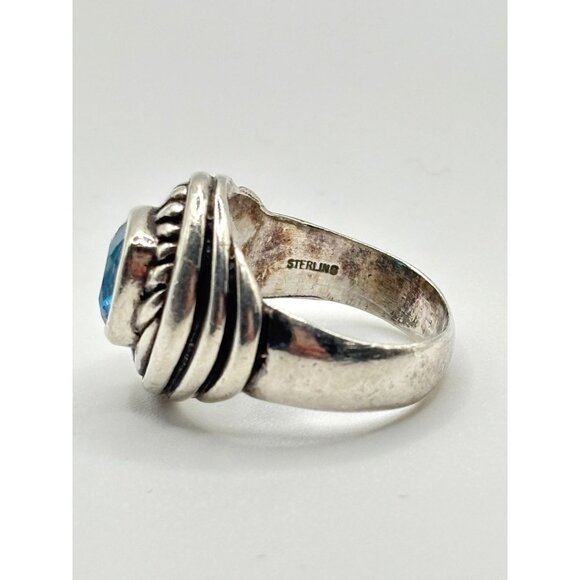 Vintage Sterling Silver Blue Topaz Ring Size 7.5 - Picture 5 of 11
